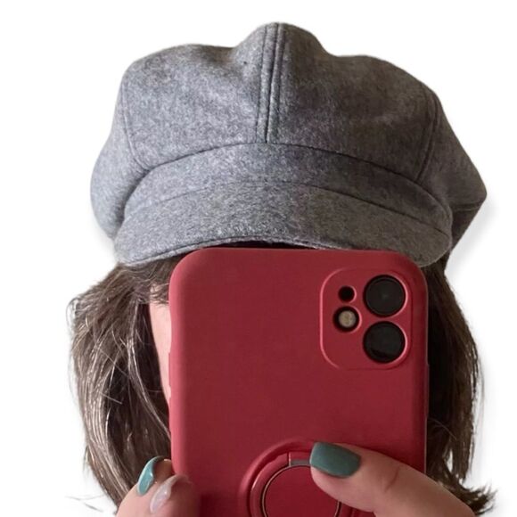 Light Gray Stiff Brim Floppy Round Top Wool Newsboy Hat - NEW - Picture 2 of 3